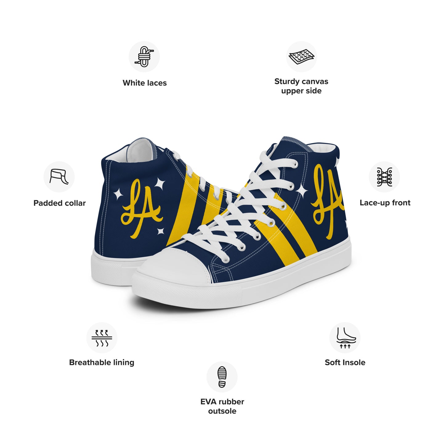Custom LA Galaxy Soccer inspired -Mens High Top Shoes