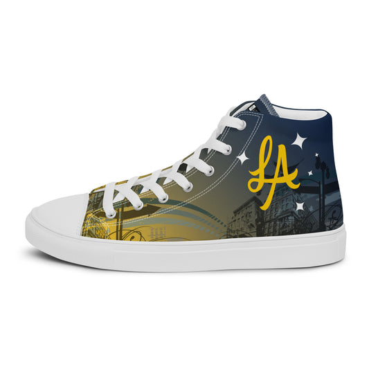Custom LA Galaxy Soccer inspired -Mens High Top Shoes